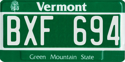 VT license plate BXF694