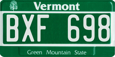 VT license plate BXF698