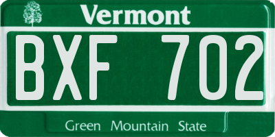 VT license plate BXF702