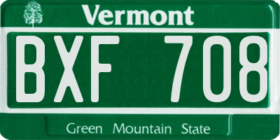 VT license plate BXF708