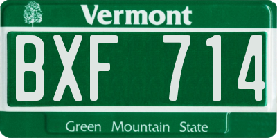 VT license plate BXF714