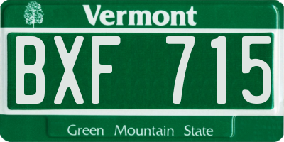 VT license plate BXF715
