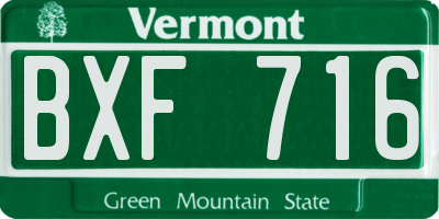VT license plate BXF716