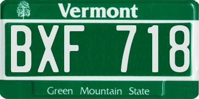 VT license plate BXF718