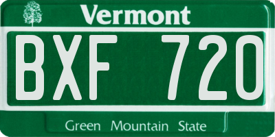 VT license plate BXF720