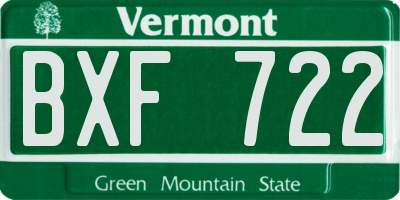 VT license plate BXF722