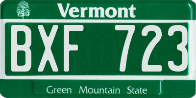 VT license plate BXF723