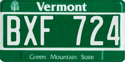 VT license plate BXF724