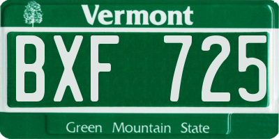 VT license plate BXF725