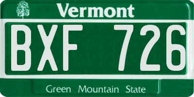 VT license plate BXF726