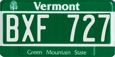 VT license plate BXF727