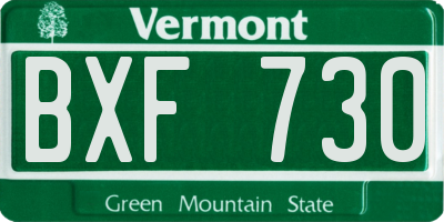VT license plate BXF730