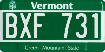VT license plate BXF731