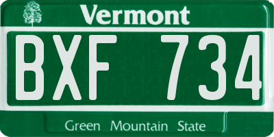 VT license plate BXF734