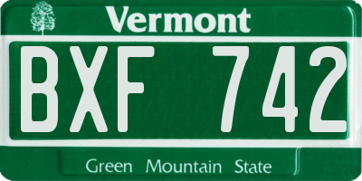 VT license plate BXF742