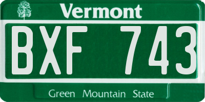 VT license plate BXF743