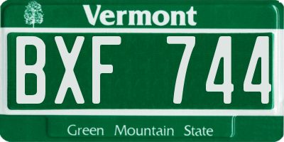 VT license plate BXF744