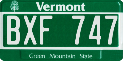 VT license plate BXF747