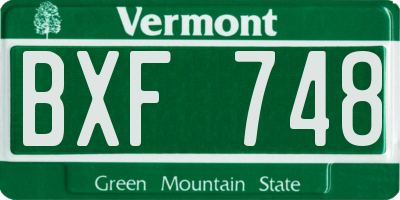 VT license plate BXF748