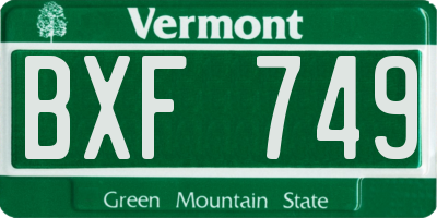 VT license plate BXF749