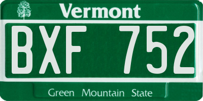 VT license plate BXF752