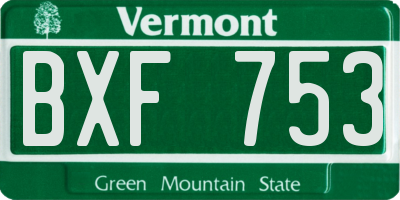 VT license plate BXF753