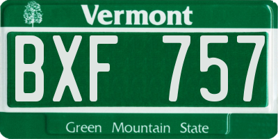 VT license plate BXF757