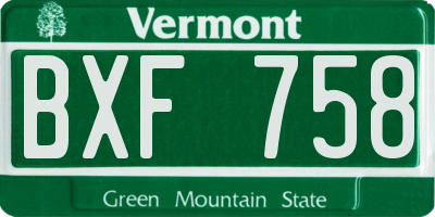 VT license plate BXF758