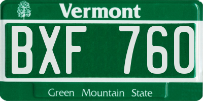 VT license plate BXF760