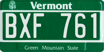 VT license plate BXF761