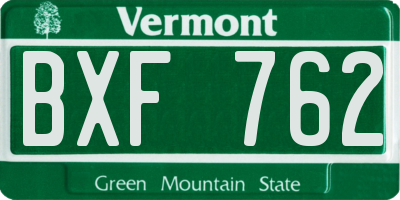 VT license plate BXF762