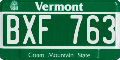 VT license plate BXF763