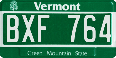 VT license plate BXF764