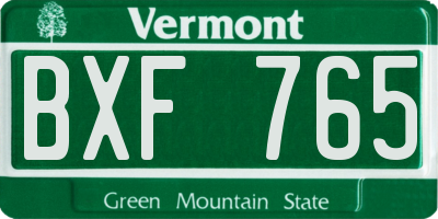 VT license plate BXF765