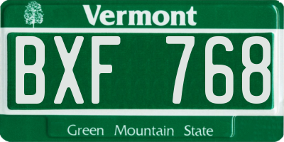 VT license plate BXF768