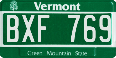 VT license plate BXF769