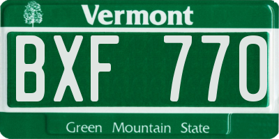 VT license plate BXF770