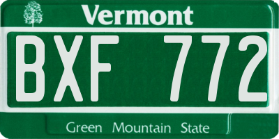 VT license plate BXF772