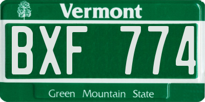 VT license plate BXF774
