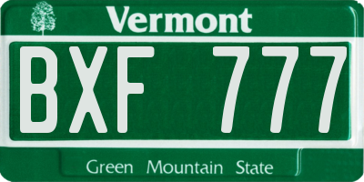 VT license plate BXF777