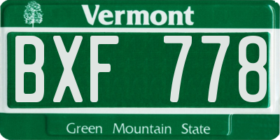 VT license plate BXF778