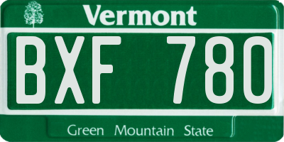 VT license plate BXF780