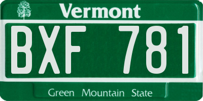 VT license plate BXF781