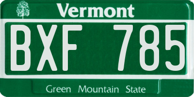 VT license plate BXF785