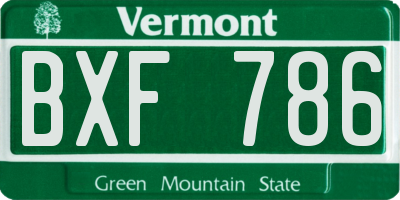 VT license plate BXF786