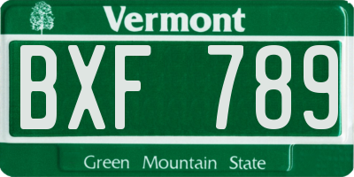 VT license plate BXF789