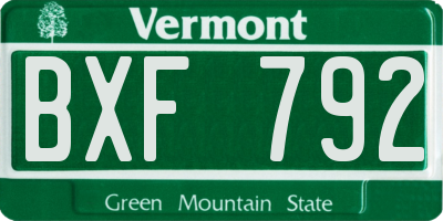 VT license plate BXF792
