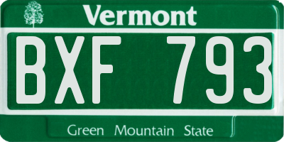 VT license plate BXF793