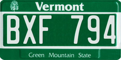 VT license plate BXF794