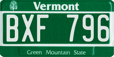 VT license plate BXF796